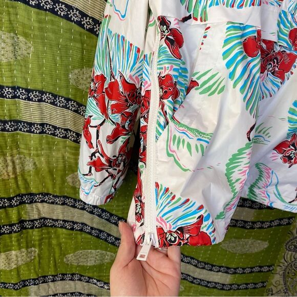 Like New Levi's White Tropical Retro Windbreaker Hooded Jacket Size Medium - Picture 4 of 16